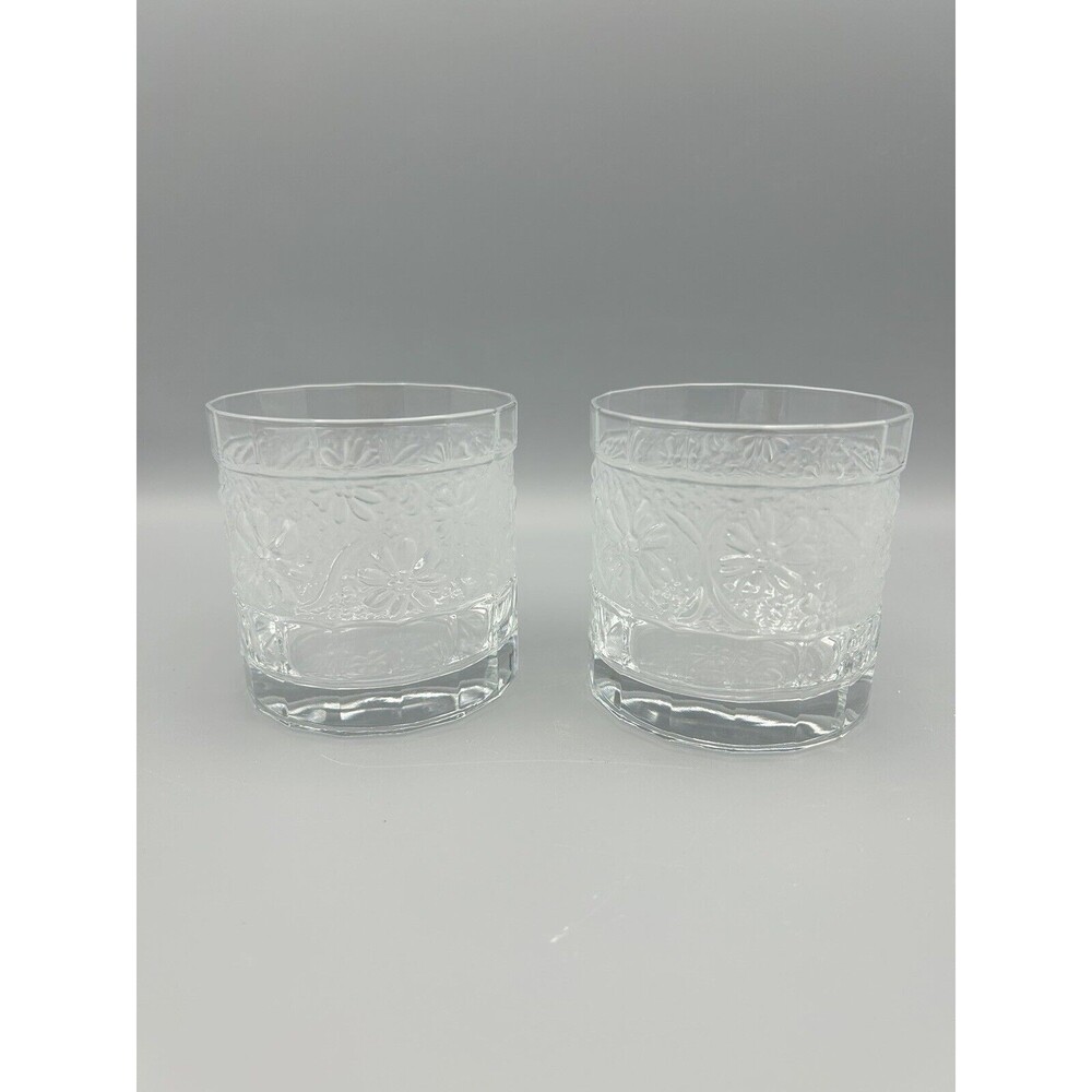 Mikasa Spring Daisy Set of 2 Floral Old Fashioned Whisky Tumblers Glassware